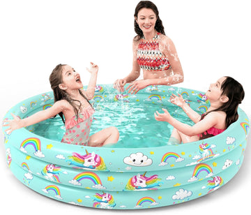 Jasonwell Inflatable Baby Kiddie Pool - Kids Paddling Pool Toddler Baby Swimming Pool Blow Up Ball Pit Pool Infant Wading Pool for Backyard (51in Unicorn) - Jasonwell